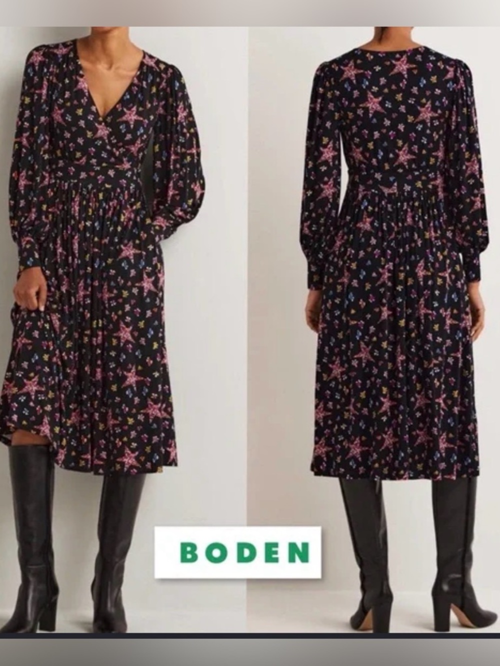 NWOT- Boden Fixed Wrap Jersey Midi Dress